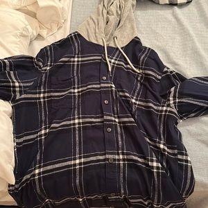 Aeropostale Gray and Dark Blue Flannel Shirt
